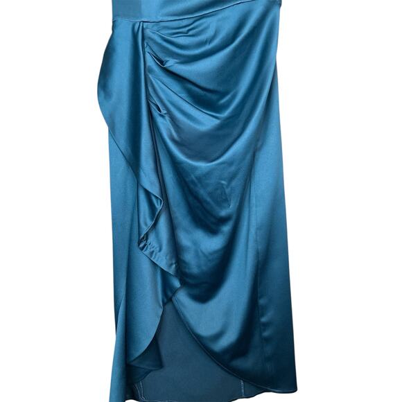 Lovers + Friends 'Melina Midi' Strapless Turquise Slit Bodycon Dress Size XS - Picture 3 of 8